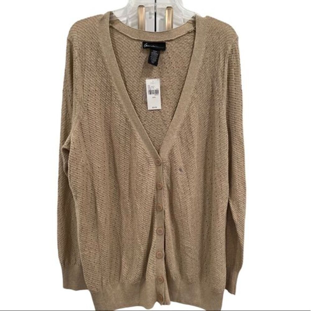 LANE BRYANT TAN SPARKLE CARDIGAN 22/24 SI64